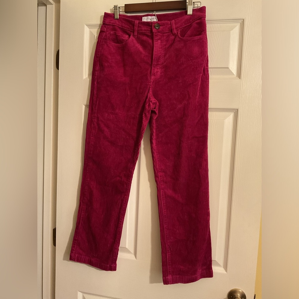 LOFT Raspberry Fuchsia Pink Corduroy Pants Size 29 / 8